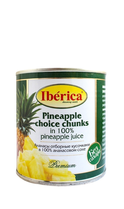 Ананасы отборные кусочками в ананасовом соке "Iberica" 435 мл ж/б