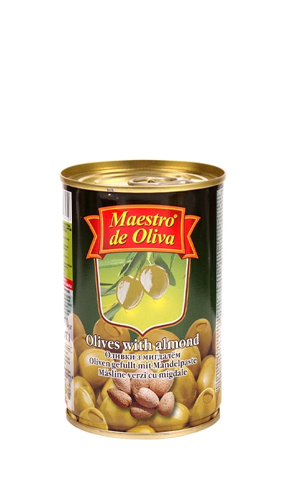 Оливки с миндалем Maestro De Oliva ("Маэстро дэ олива") 300 г ж/б