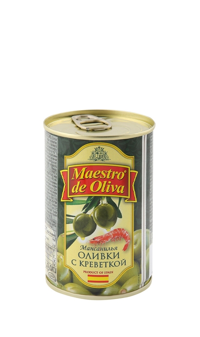 Оливки с креветками Maestro De Oliva (“Маэстро дэ олива”) 300 г ж/б