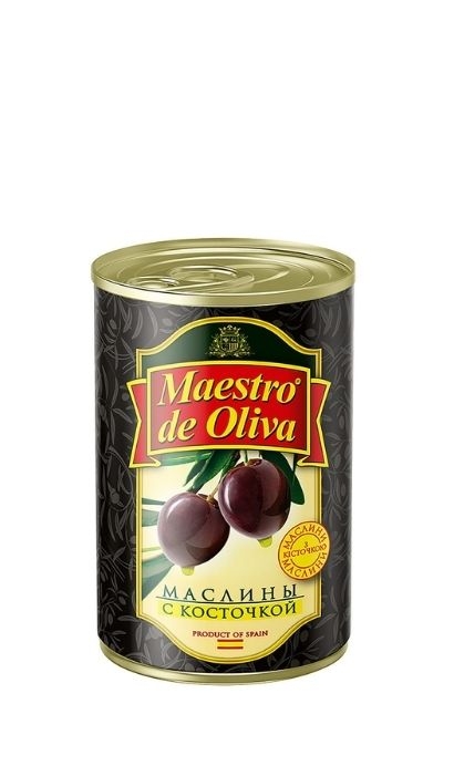 Маслины черные с косточкой “Maestro De Oliva” 280 г ж/б