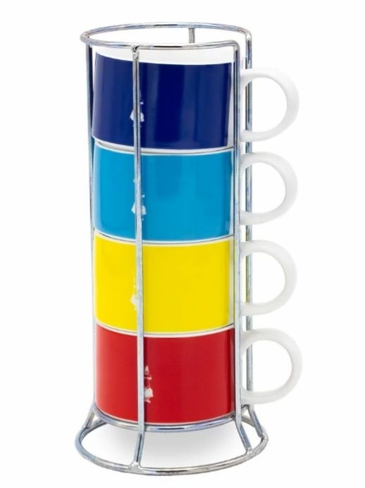 Набор из 4 чашек Bialetti Multicolor со стойкой