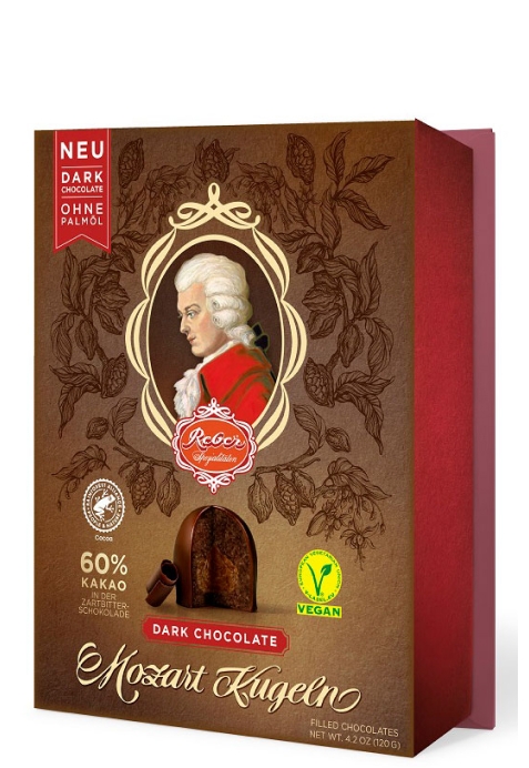 Конфеты Reber из темного шоколада “Mozart Kugeln” с нг открыткой 120г