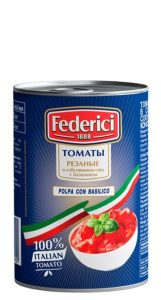 Томаты Federici (Федеричи) с базиликом собственном соку 425 мл