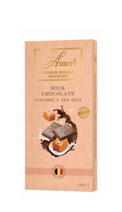 Молочный шоколад 32% Ameri - "Карамель и соль" 100г
