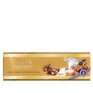 Молочный шоколад Lindt (Линдт) с изюмом, фундуком и миндалем 300г